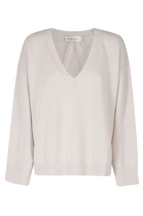 Roberto Collina Meringue Textured Back V-Neck Superfine Merino Sweater