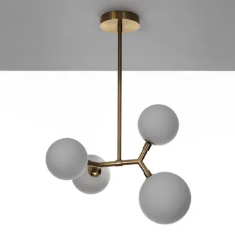 Oresteluchetta Lampadario In Acciaio Verniciato Ottone Cm. L.40 P.32 H.65