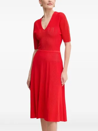 Hérve Léger The Lyla midi-jurk met V-hals - Rood