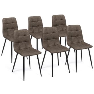 IDMarket Set Di 6 Sedie Da Pranzo Vintage In Pu Mila Marrone