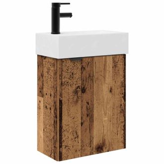 vidaXL M&oacute;dulo De Ba&ntilde;o Con Grifer&iacute;a Madera Envejecida Vidaxl
