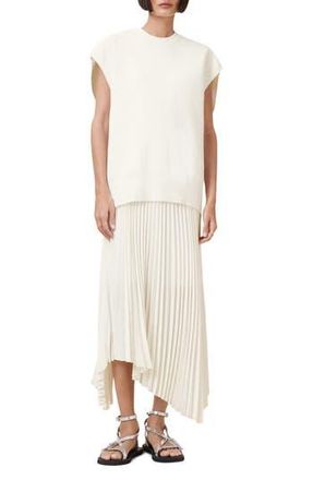 AllSaints Leia Harley 2-in-1 Longline Sweater Vest & Asymmetric Slipdress Set in Chalk White at Nordstrom Rack, Size Large