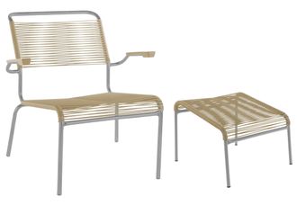 Schubiger M&ouml;bel Spaghetti-Lounger + Hocker S&auml;ntis mit Armlehnen