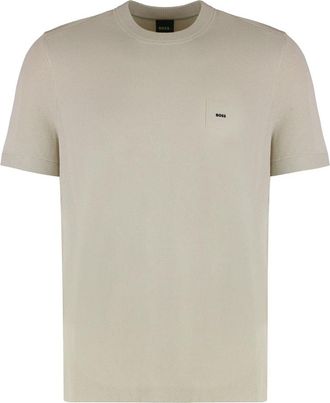HUGO BOSS Logo T-shirt met ronde hals - Heren - T-shirts - Beige - 2XL - Tops