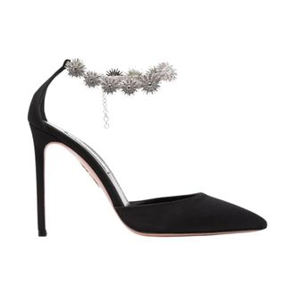 Aquazzura Black Crystal Embellished High Heels - female - Aquazzura - Pumps - Black - 4 1/2 UK - Shoes