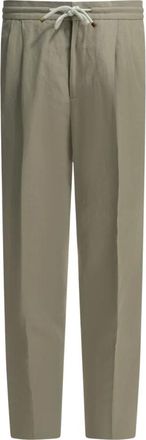 Brunello Cucinelli Broek met trekkoord en plooien - Heren - Broeken - Beige - Maat: XL Katoen