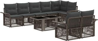 vidaXL Conjunto De Sof&aacute;s De Jard&iacute;n 9 Uds. Gris Y Gris Oscuro Vidaxl