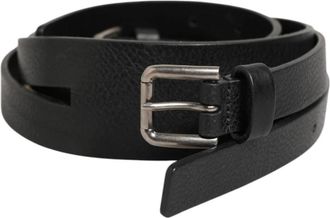 Dolce & Gabbana Luxe Dubbele Riem Leren Gouden Gesp Riem - Heren - Riemen - Zwart - ONE Size - Leer - Accessoires