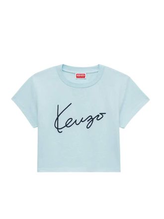 Kenzo Kenzo Signature geborduurd cropped T-shirt van katoen