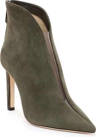 Generic Womens Pointed Toe High Heels Suede Ankle Boots, Sexy Stiletto Heel Formal Banquets Short Booties, Comfort Zipper Dark Green Dress Shoes for Office Pa