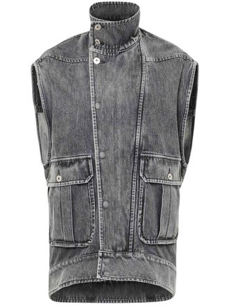 J.W.Anderson high-neck denim gilet - women - Cotton/Polyester/Cotton - M - Grey