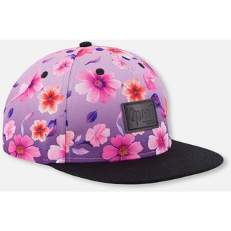 Deux par Deux Flat Brim Floral Gradient Print Cap in Mauve Floral Gradient at Nordstrom, Size 12-24 M