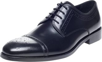 John White Mens Lucan Brogue Derby Leather Shoes (Black, UK_Footwear_Size_System, Adult, Men, Numeric, Medium, Numeric_10)
