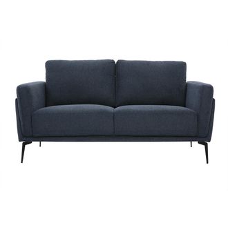 Miliboo Miliboo - Sof&aacute; De Dise&ntilde;o De 2 Plazas En Tela De Terciopelo Azul Oscuro Y Metal Negro Mosco