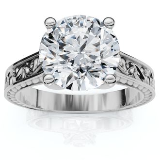 Pompeii3 2 1/2ct Solitaire Certified Diamond Engagement Vintage Ring 14k Gold Lab Grown