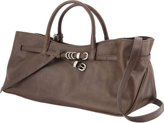 Marge Sherwood Womens Leather With Hardware Bow Shoulder Bag Brown Cowhide