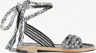 Amambaih Graciela Flat Sandals in Ivory Black at Nordstrom, Size 40