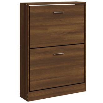 vidaXL Vidaxl - Mueble Zapatero Madera Contrachapada Marr&oacute;n Roble 59x17x81 Cm
