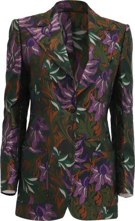 Dries Van Noten Printed Blazer in Multicolor Acetate