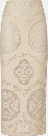 Valentino Floral cotton-blend midi skirt