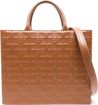 Elisabetta Franchi large Bold Monogram tote bag - women - Polyurethane - One Size - Brown