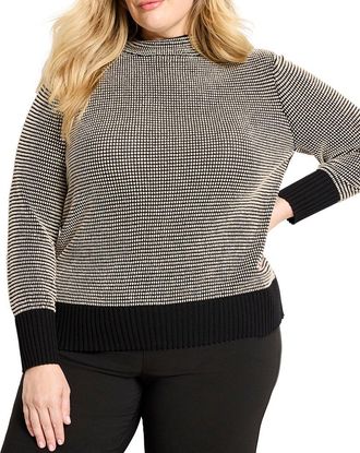 Nic+Zoe NIC+ZOE Plus Funnel Neck Pixel Knit Sweater