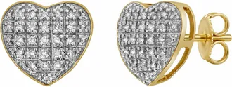 LuvMyJewelry Eden 10K Yellow Gold Cluster Diamond Unisex Earrings - 0.24 Cts at Nordstrom