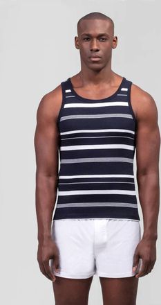 Ron Dorff Irregular Stripes Tank Top In Navy White