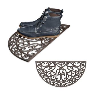 Relaxdays 2x Felpudos Para La Entrada Del Hogar, Hierro Fundido Con Patas De Goma, Antideslizante, 2 X 60 X 31 Cm Aprox., Bronce