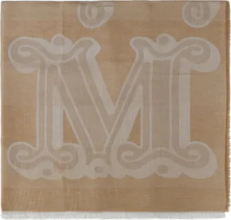Max Mara Scarves, female, Beige, Size: ONE SIZE Caramel Logo Inlay Stole