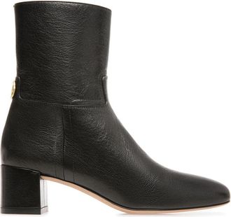 Bally Black Low Block Heel Leather Ankle Boots