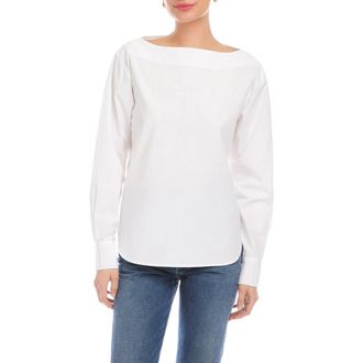 Fifteen Twenty Elyse Boat Neck Cotton Top in Off White at Nordstrom, Size X-Small