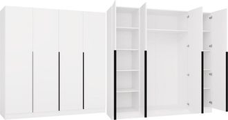 Topeshop Senso 4d - Armario - 4 Puertas - 200x200 Cm - Tiradores Negras - Blanco