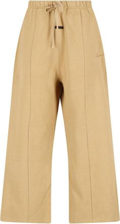 Fear of God Beige Wide-Leg Cropped Tonal Embroidered Trousers