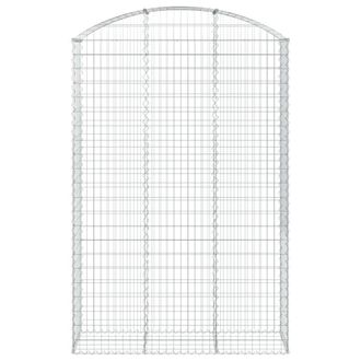 Berkfield Home Decorative Arched Gabion Basket 150x50x220/240 cm Galvanised Iron in Silver