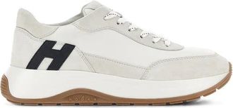 Hogan White Suede Signature Logo Low-Top Sneakers