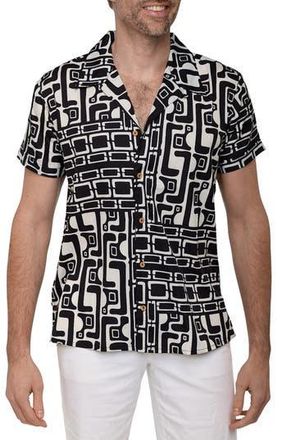 Ranee&rsquo;s Extra Trim Fit Camp Shirt in Black at Nordstrom Rack, Size Xx-Large