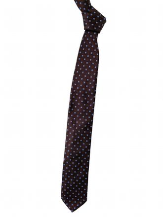 Robert Talbott Mens Geometric seven Fold Woven Silk Tie In Brown, Sky Blue, And Black