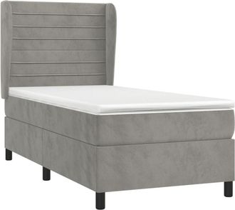 vidaXL Cama Box Spring Con Colch&oacute;n Terciopelo Gris Claro 100x200 Cm Vidaxl