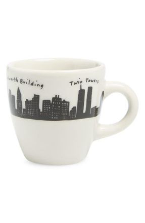 Fishs Eddy Skyline Stoneware Demitasse Mug in White/black at Nordstrom