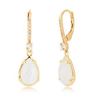 MAX + STONE 18k Gold over Sterling Silver 6.5 Carats Pear Shape Gemstone Dangle Earrings