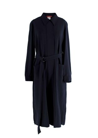 Max Mara S Max Mara Navy Belted Shirt Dress Size XL