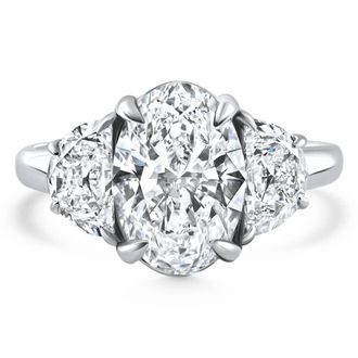 Pompeii3 Certified 4.40Ct Oval & Half Moon Diamond Engagement Ring White Gold Lab Grown