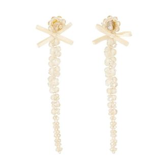 Simone Rocha Petite Strik Oorbellen - Dames - Oorbellen - Beige - ONE Size - Satijn - Accessoires