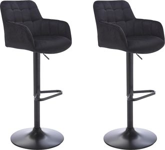 Pascal Morabito Lote de 2 taburetes de bar de terciopelo y metal - Altura ajustable - Negro - PEGA de Pascal MORABITO