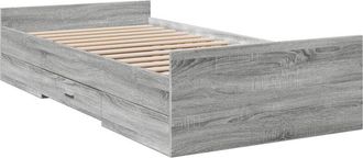 vidaXL Bed Frame with Drawers without Mattress Grey Sonoma 90x190 cm Single Vidaxl