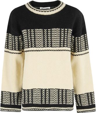Low Classic Jacquard Gebreide Trui - Dames - Ronde hals truien - Veelkleurig - S - Wol - Truien & Vesten