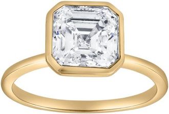 LuvMyJewelry Adele 2.5Ct Asscher Lab Grown Diamond Bezel Engagement Ring in 14K Yellow Gold at Nordstrom, Size 7
