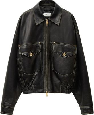 Versace Blouson Leer - Heren - Leren en Su&egrave;de Jassen - Bruin - L - Leer - Jassen