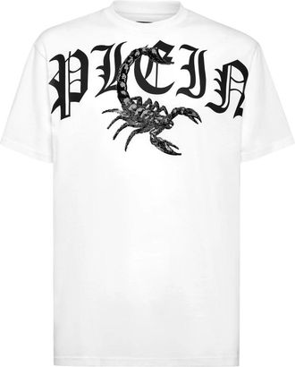 Philipp Plein T-shirt Ronde Hals Scorpion - Heren - T-shirts - Wit - 2XL - Katoen - Tops